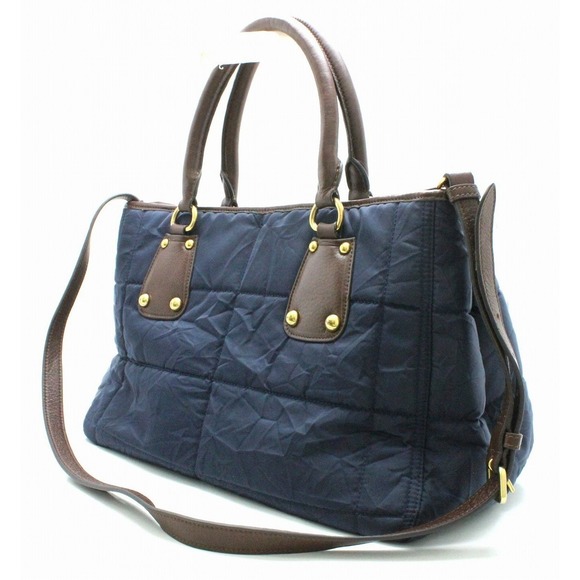 Prada Blue Nylon Tote Bag 2WAY Leather Blue - Picture 1 of 9